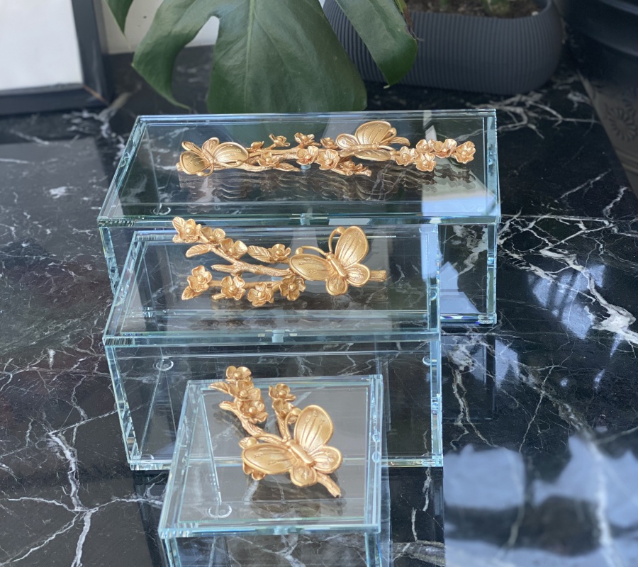 BUTTERFLY DECOR GLASS BOX