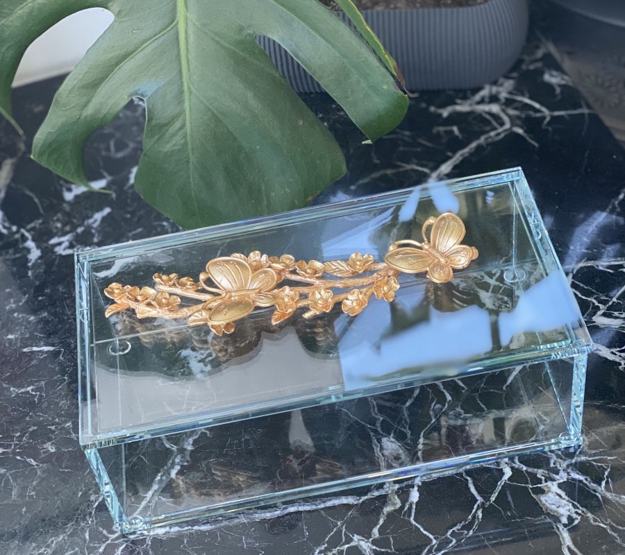 BUTTERFLY DECOR GLASS BOX