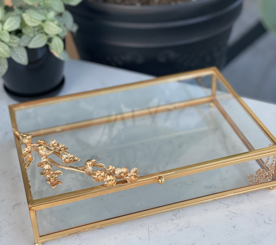 FLOWER DECOR GLASS BOX