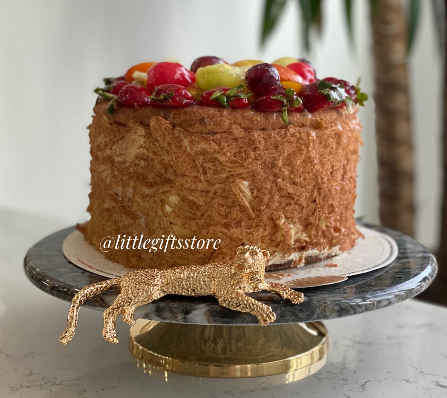 CHEETAH DECOR MARBLE CAKE STAND