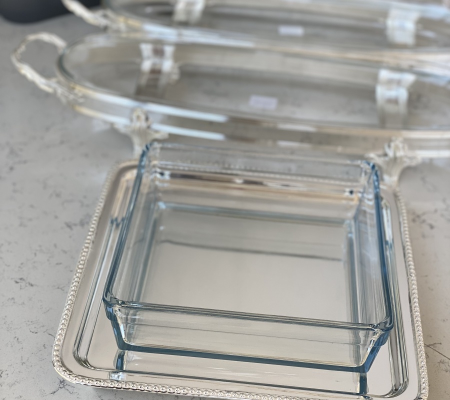 PLAIN MODEL 30CM TRAY AND GLASS BOWL