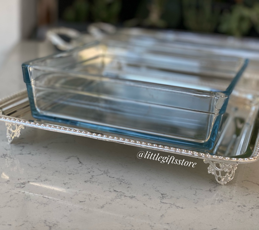PLAIN MODEL 30CM TRAY AND GLASS BOWL