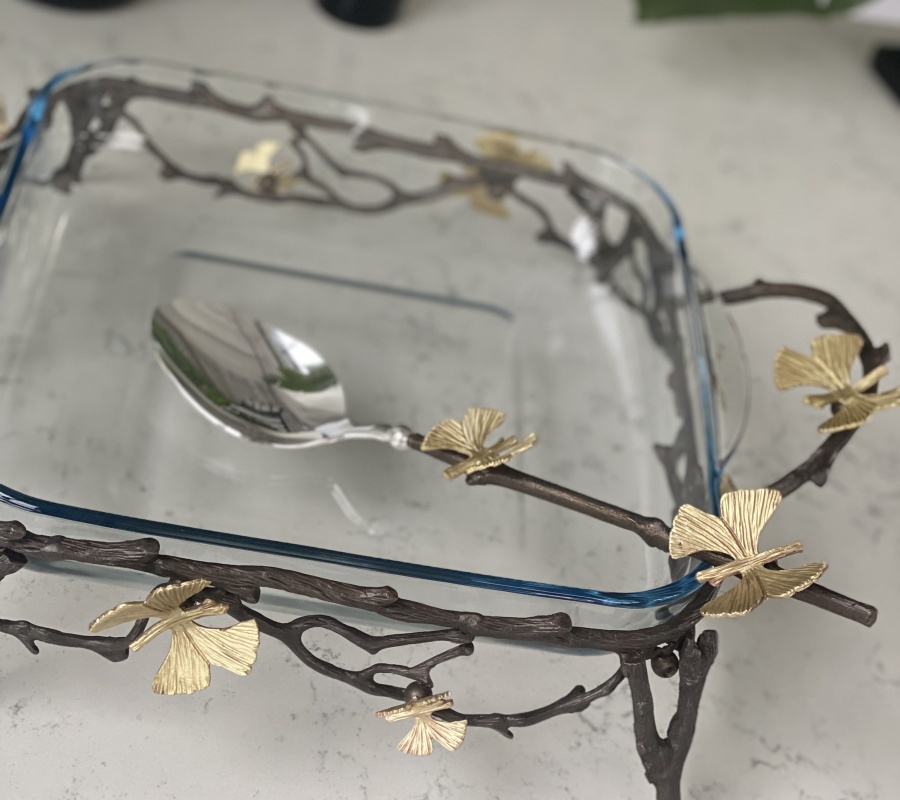 BUTTERFLY DECOR SQUARE GLASS BOWL