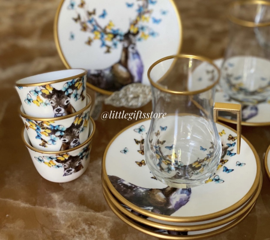 DEER DECOR PORCELAIN TEA AND COFFEE SET