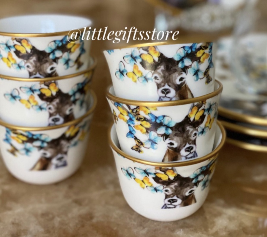 DEER DECOR PORCELAIN TEA AND COFFEE SET