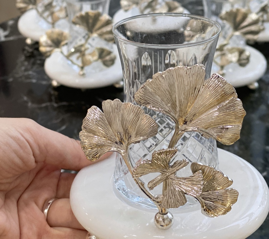 GINGKO DECOR MARBLE 6PCS TEA CUPS