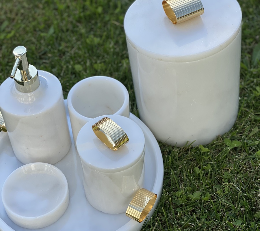 LINE DECOR MARBLE TRASH CAN
