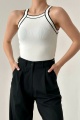 Lugmo 2 Adet Kadın Bluz Halter Yaka İnce Şeritli Örme Siyah-Beyaz