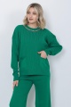 Kadın Triko Zincirli Cepli Kazak Pantolon Takım Oversize Yeşil