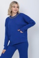 Kadın Triko Zincirli Cepli Kazak Pantolon Takım Oversize Mavi