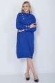 Triko Uzun Kadın Elbise Yaka Düğmeli Mavi