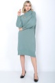 Triko Uzun Kadın Elbise Yaka Düğmeli Mint Yeşili