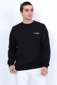 Lugmo Erkek Sweatshirt 3 İplik Kompak Kumaş Kazak Regular Siyah