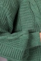 Lugmo Kadın Triko Hırka 5 Düğmeli Örgü Desenli Hırka Çağla Yeşili (80cm)