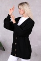 Lugmo Kadın Triko Hırka 5 Düğmeli Saç Örğülü Hırka Siyah (80cm)