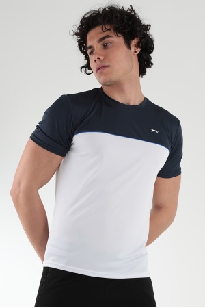 Slazenger OBSERVE Erkek T-Shirt Beyaz-Lacivert