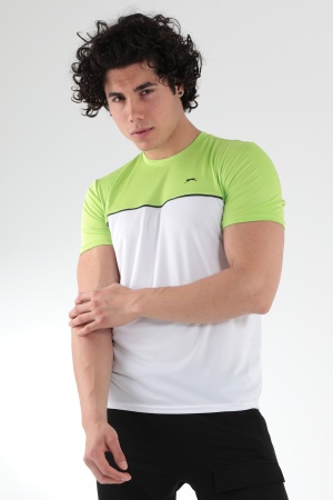 Slazenger OBSERVE Erkek T-Shirt Beyaz-Yeşil