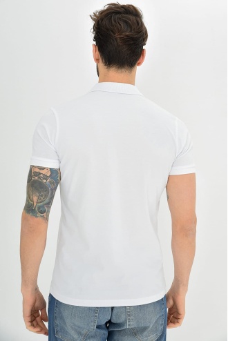 Dynamo Erkek Polo Yaka Likralı T-shirt Beyaz T621