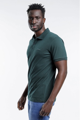 Slazenger Salvator Polo Yaka Erkek T-shirt Koyu Yeşil