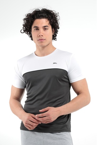 Slazenger OBSERVE Erkek T-Shirt K.Gri-Beyaz