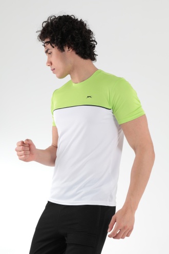 Slazenger OBSERVE Erkek T-Shirt Beyaz-Yeşil
