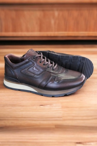 Hakiki Deri Ayakkabı  1. Sınıf Kalite İç Dış Deri Erkek Sneaker Ayakkabı Termo Kahverengi