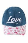Kız Çocuk Şapkası Love Beyaz-Lacivert 3-7 Yaş