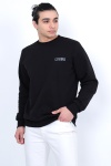Lugmo Erkek Sweatshirt 3 İplik Kompak Kumaş Kazak Regular Siyah
