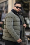 Erkek Parlak Kışlık Şişme Mont Astarlı Haki