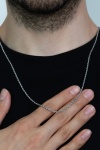 Burgu Halat Erkek Çelik Zincir Kolye 2.5 mm Gümüş Renk