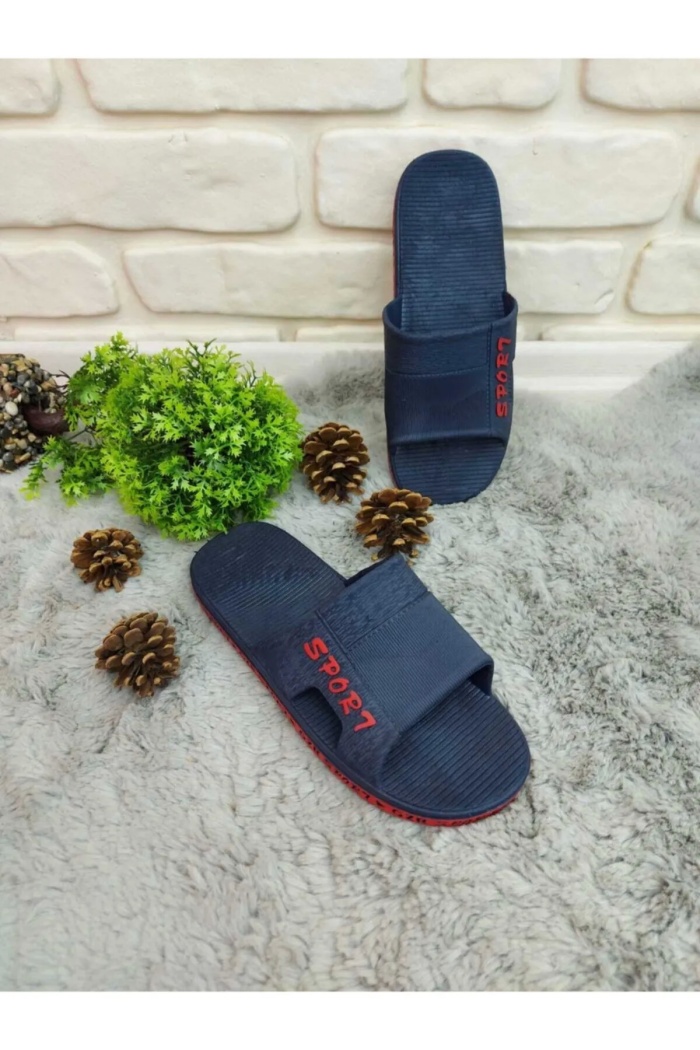 Gezer Erkek Kaymaz Taban Banyo Balkon Sport Lacivert-Kırmızı