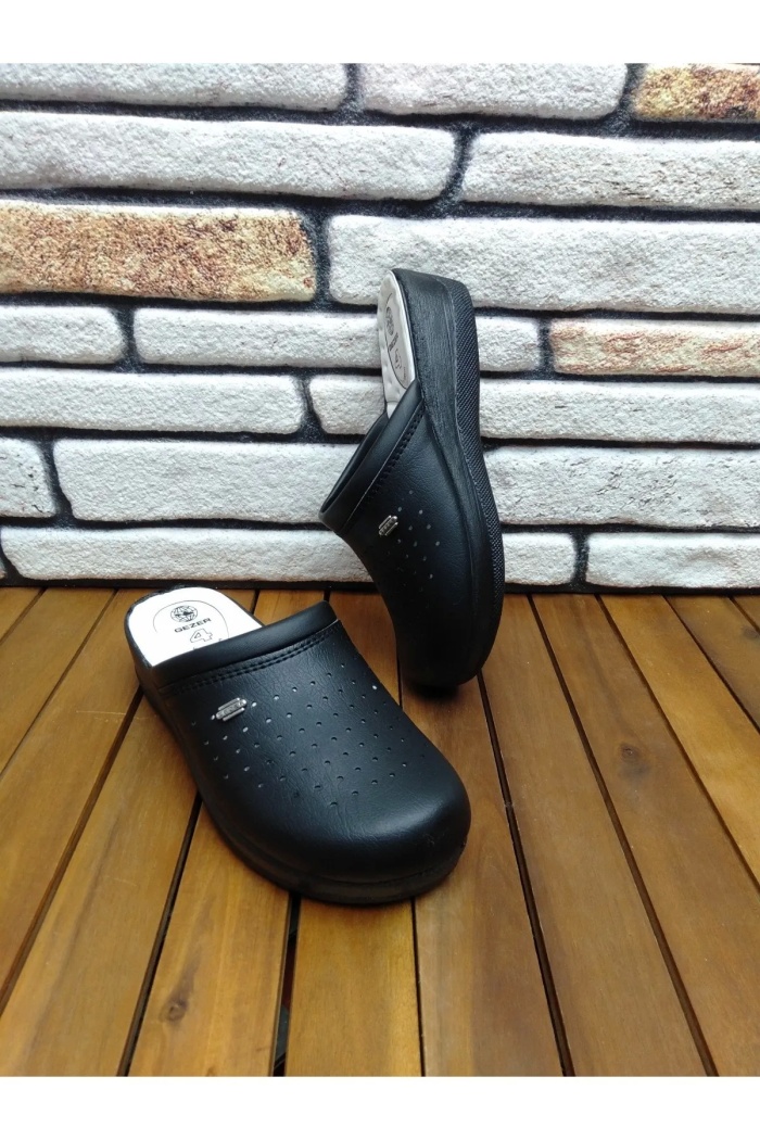 Gezer Mikrofiber Sabo Terlik 4 Noktalı Anatomik Taban Siyah