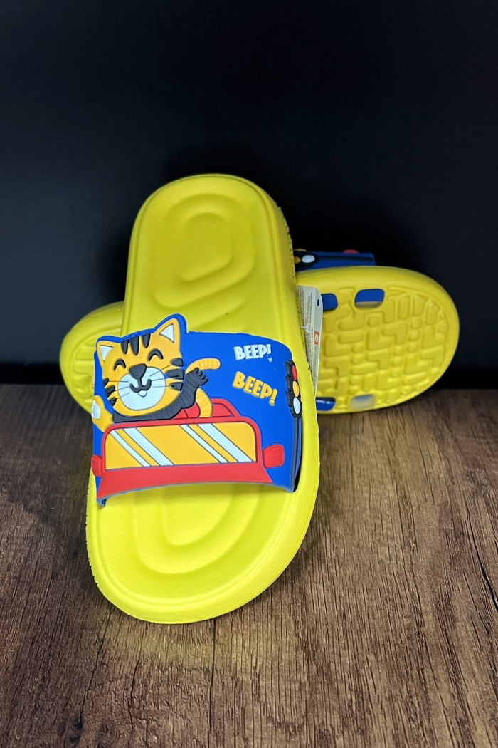 Gezer Erkek Çocuk Terlik Kedi Sarı 15047