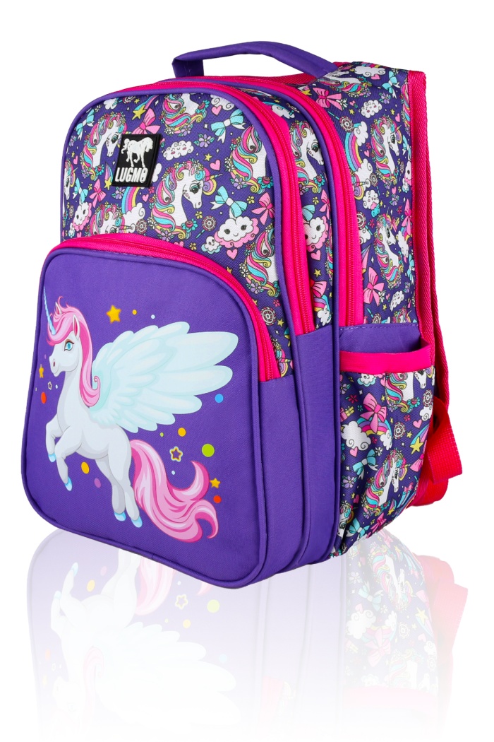 Lugmo Unicorn 3 Lü İlkokul Çanta Seti  Kız Çocuk Çantası Astarlı Pedli Mor
