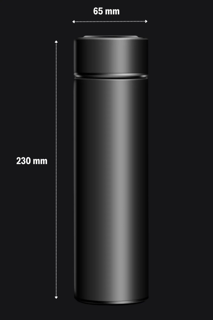 Led Dokunmatik Dereceli Göstergeli Dijital Çelik Termos Siyah 500 ml