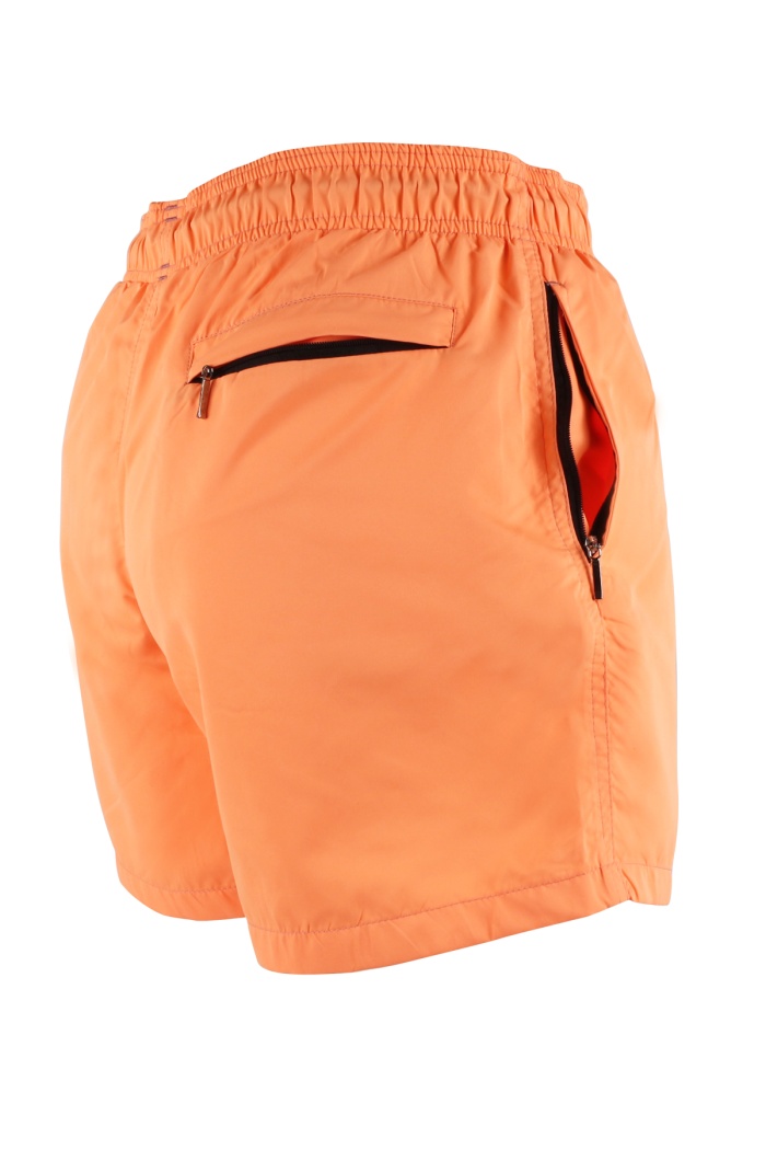 Erkek Deniz Şortu Cepli Polyester Su Yitici Özellik Tahriş Etmeyen Astar Neon Turuncu K-149