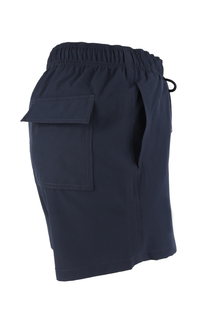 Erkek Deniz Şortu Cepli Pamuklu Polyester Su Yitici Özellik Tahriş Etmeyen Astar Lacivert BS-224