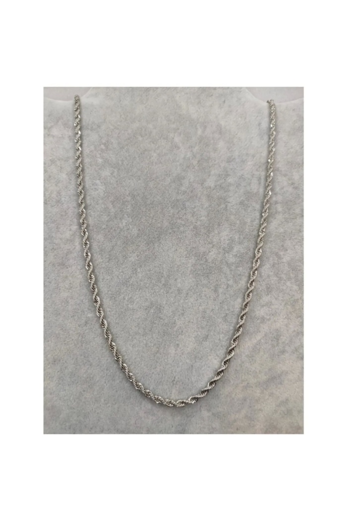Burgu Halat Erkek Çelik Zincir Kolye 2.5 mm Gümüş Renk