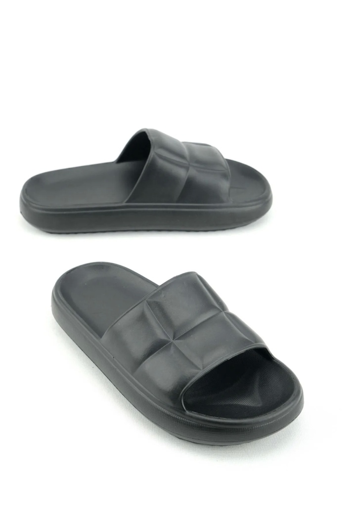 Kareli Yumuşak Tabanlı Unisex Slide Bahçe Plaj Havuz Deniz Yazlık Günlük Terlik