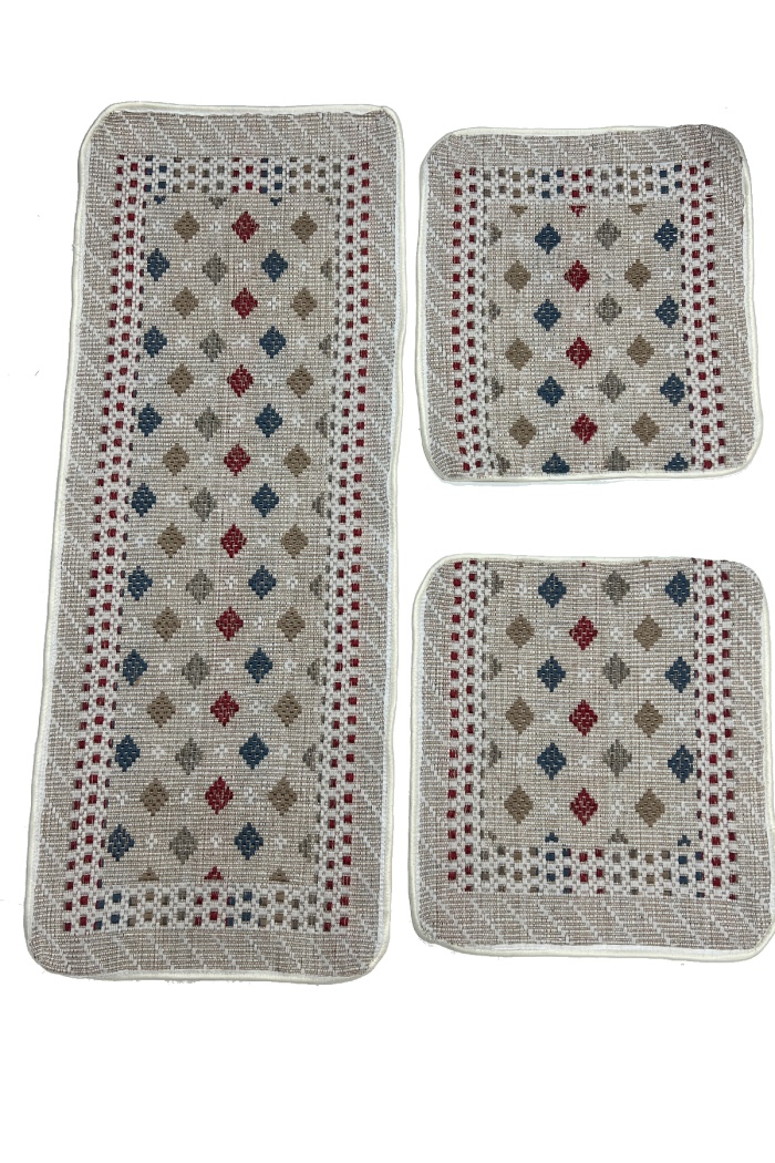 Oto Kilim 3 Parça Set Terletmez Jüt İplik Universal Minder