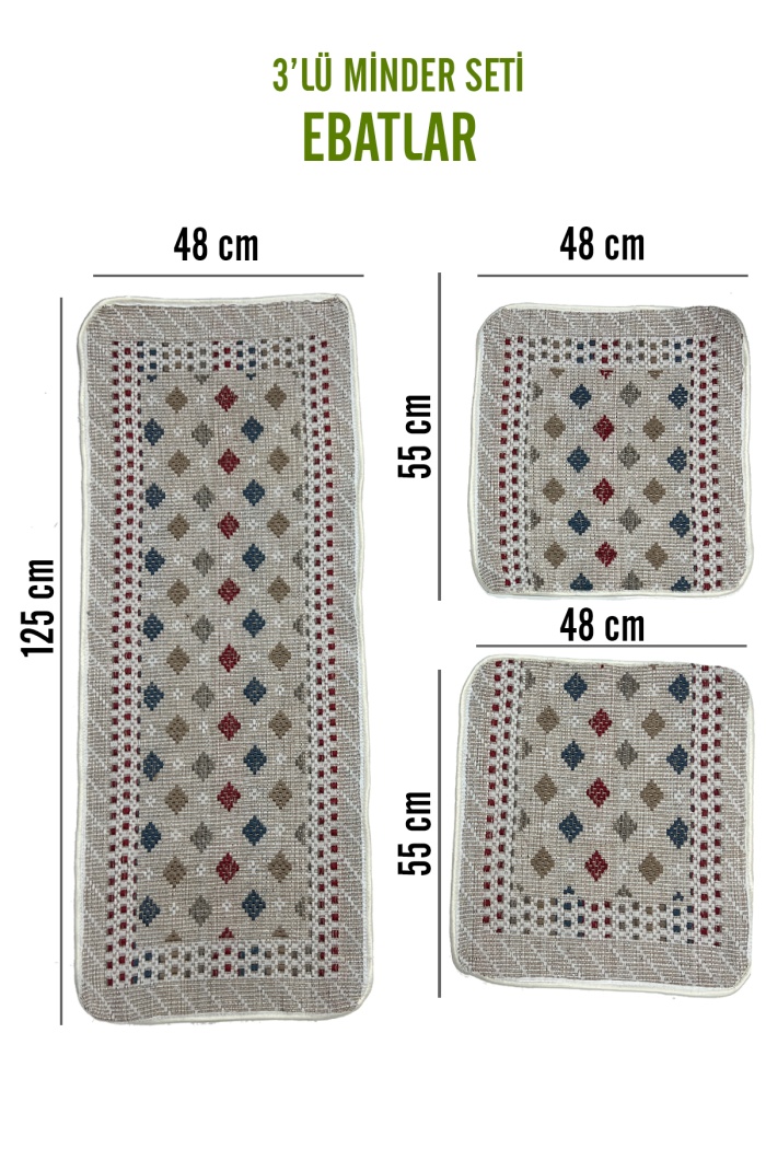 Oto Kilim 3 Parça Set Terletmez Jüt İplik Universal Minder