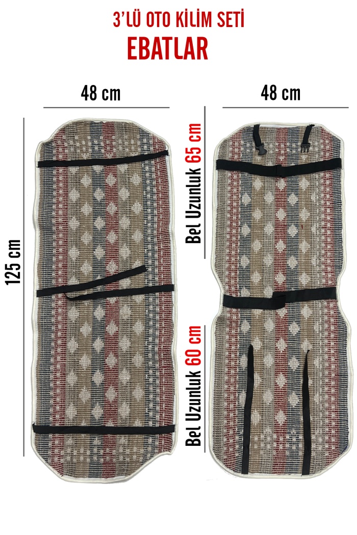 Oto Koltuk Kılıf Kilim 3 Parça Set Terletmez Jüt İplik Dokuma Universal