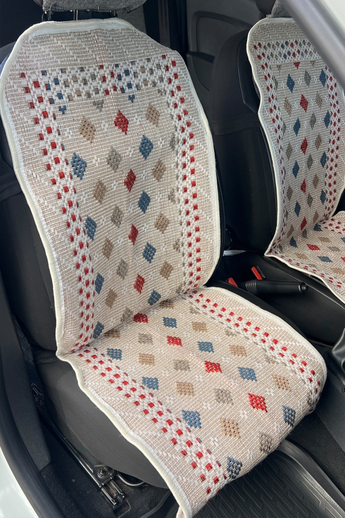 Oto Koltuk Kılıf Kilim 3 Parça Set Terletmez Jüt İplik Dokuma Universal