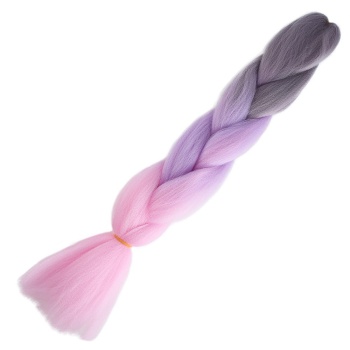 Afrika Örgülük Ombreli Sentetik Saç 100 Gr. / Soft Gri / Lila / Pembe