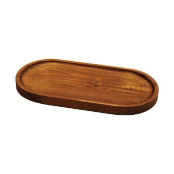 OVAL   KOYU RENK=KAHVERENGİ  AHŞAP YAĞDANLIK ALTLIK  25X12.5CM