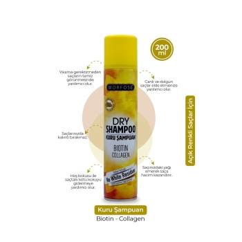 Kuru Şampuan Biotin Collagen 200 ML - Açık Renkli Saçlar