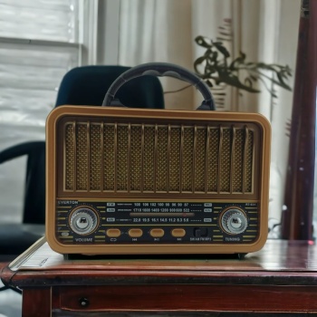 Nostaljik Görünümlü USB SD AUX Bluetooth Destekli Solar Panelli Şarjlı + Pilli Radyo