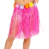 Yetişkin ve Çocuk Uyumlu Pembe Renk Püsküllü Hawaii Luau Hula Etek 40 cm