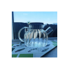Çelik Kapaklı Borosilikat Dilimli Model Süzgeçli Cam Demlik Bitki Çayları 1000 Ml