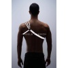 Reflektörlü (Karanlıkta Parlayan) Omuz Detaylı Şık Erkek Göğüs Harness, 3 Çizgili Harness
